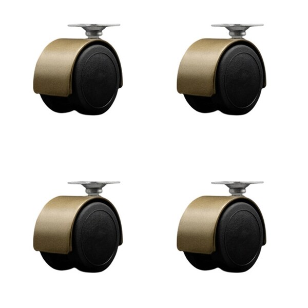 2'' Floor Safe Antique Hooded Twin Wheel Caster Top Plate , 4PK